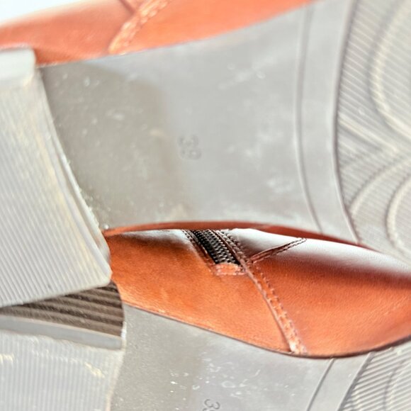 Spring Step Womens Boot Size 8 Ankle Bootie Cognac Brown Leather Side Notch - Picture 16 of 16